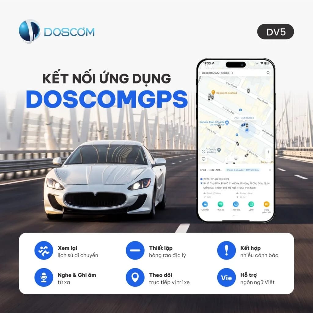 Giao diện ứng dụng di động theo dõi lộ trình và giám sát xe với camera hành trình 4G