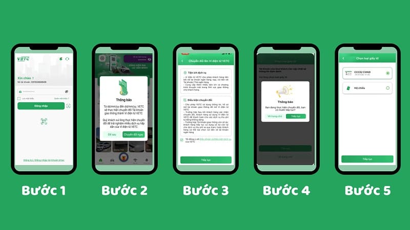 Giao diện ứng dụng VETC trên điện thoại, hỗ trợ nộp phí đường bộ xe tải 2,5 tấn online