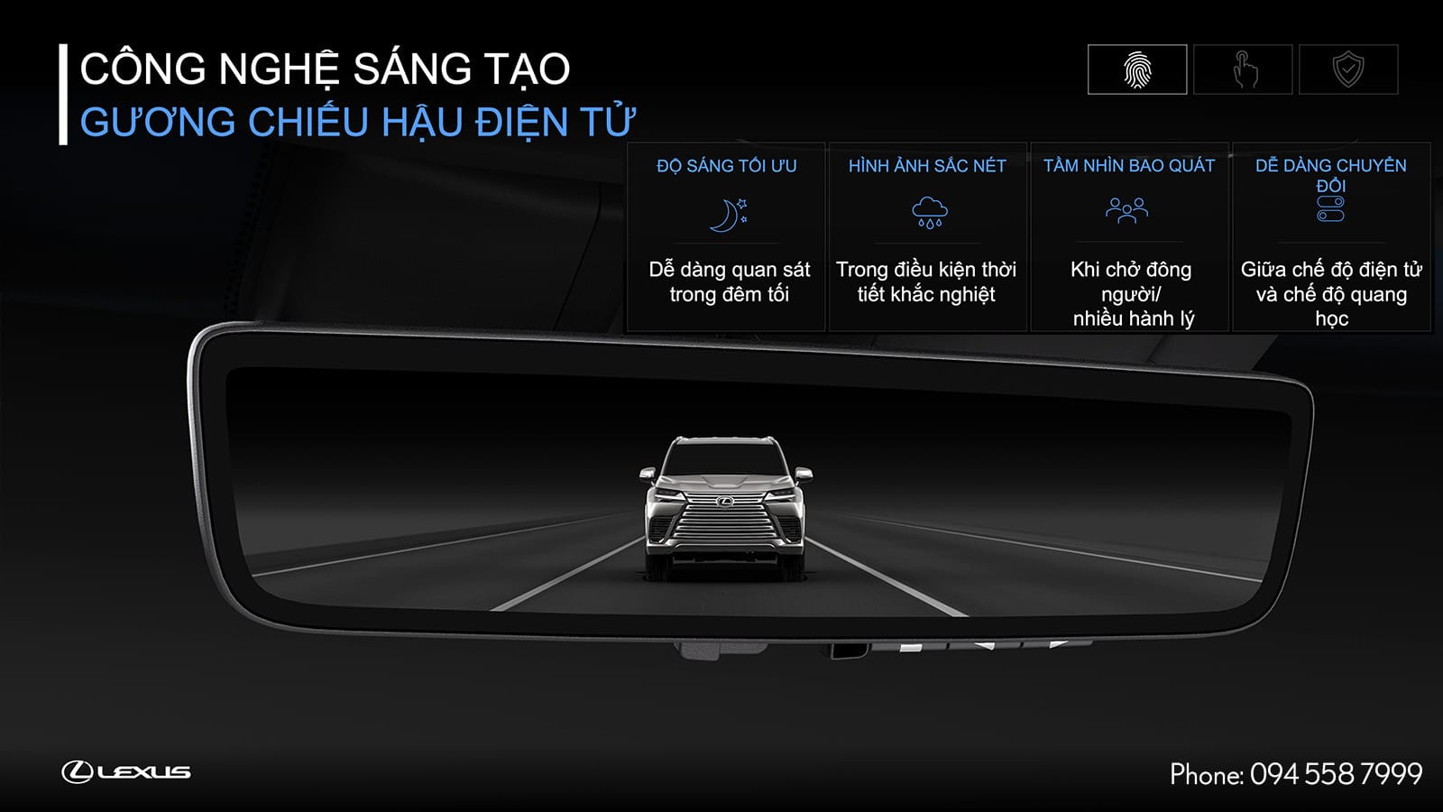 Gương chiếu hậu điện tử trang bị trên xe Lexus LX 600
