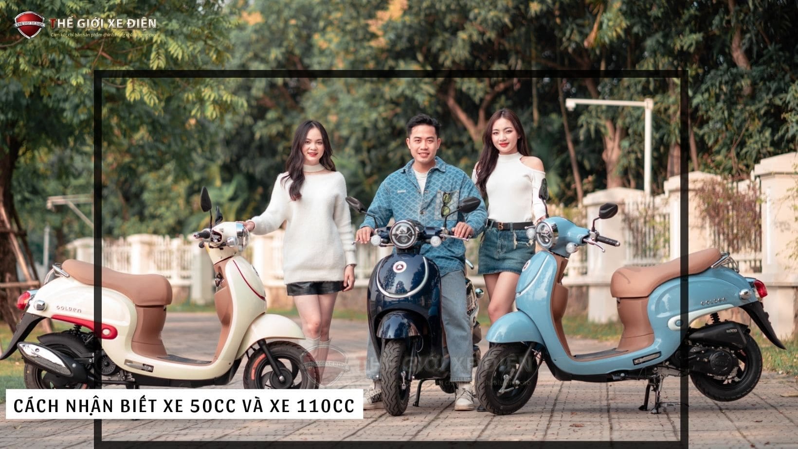 Hai mẫu xe máy 50cc và 110cc cạnh nhau, minh họa cách nhận biết xe 50cc và 110cc