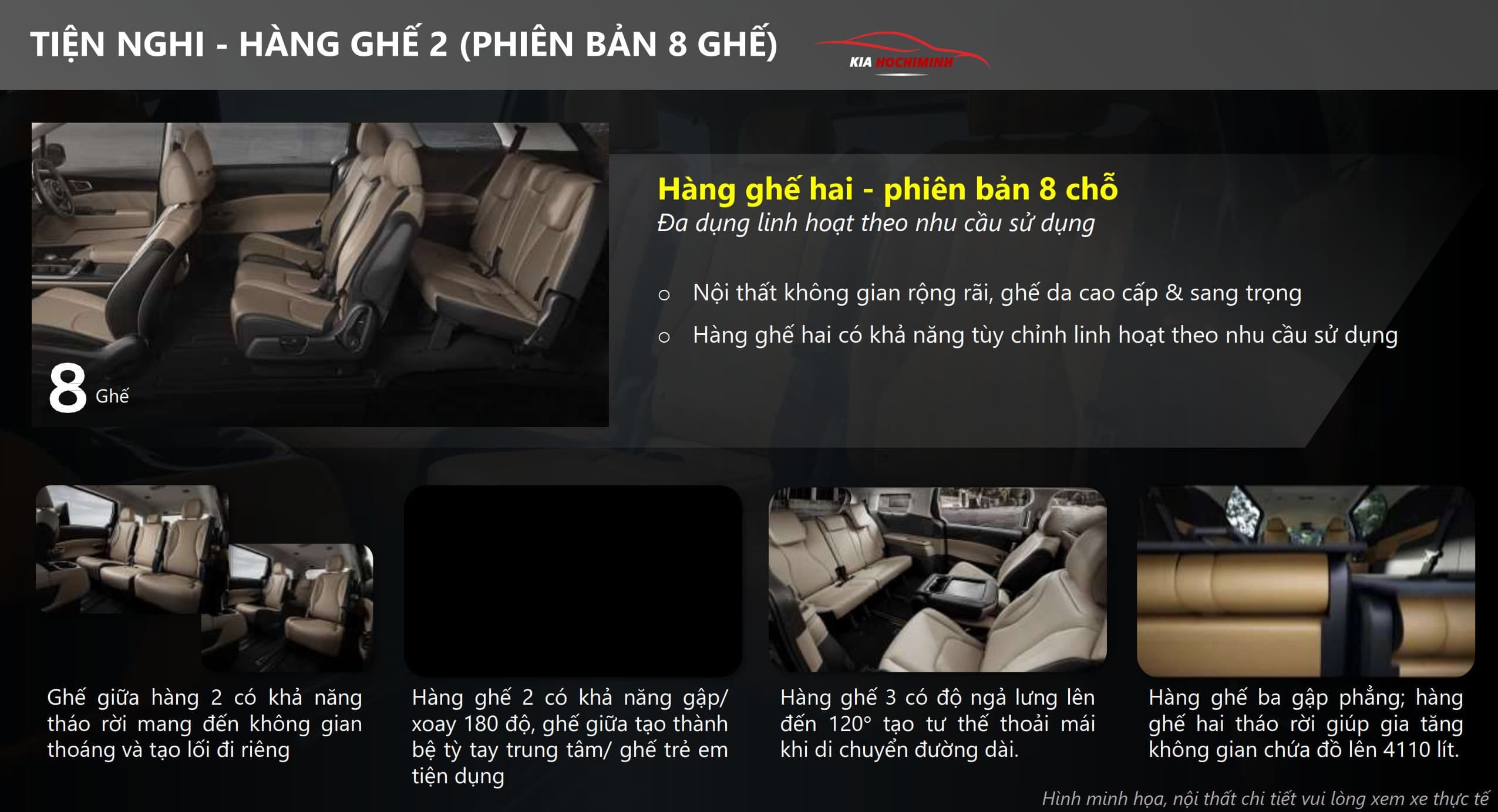 Hàng ghế thứ 2 trên phiên bản 8 chỗ vô cùng linh hoạt