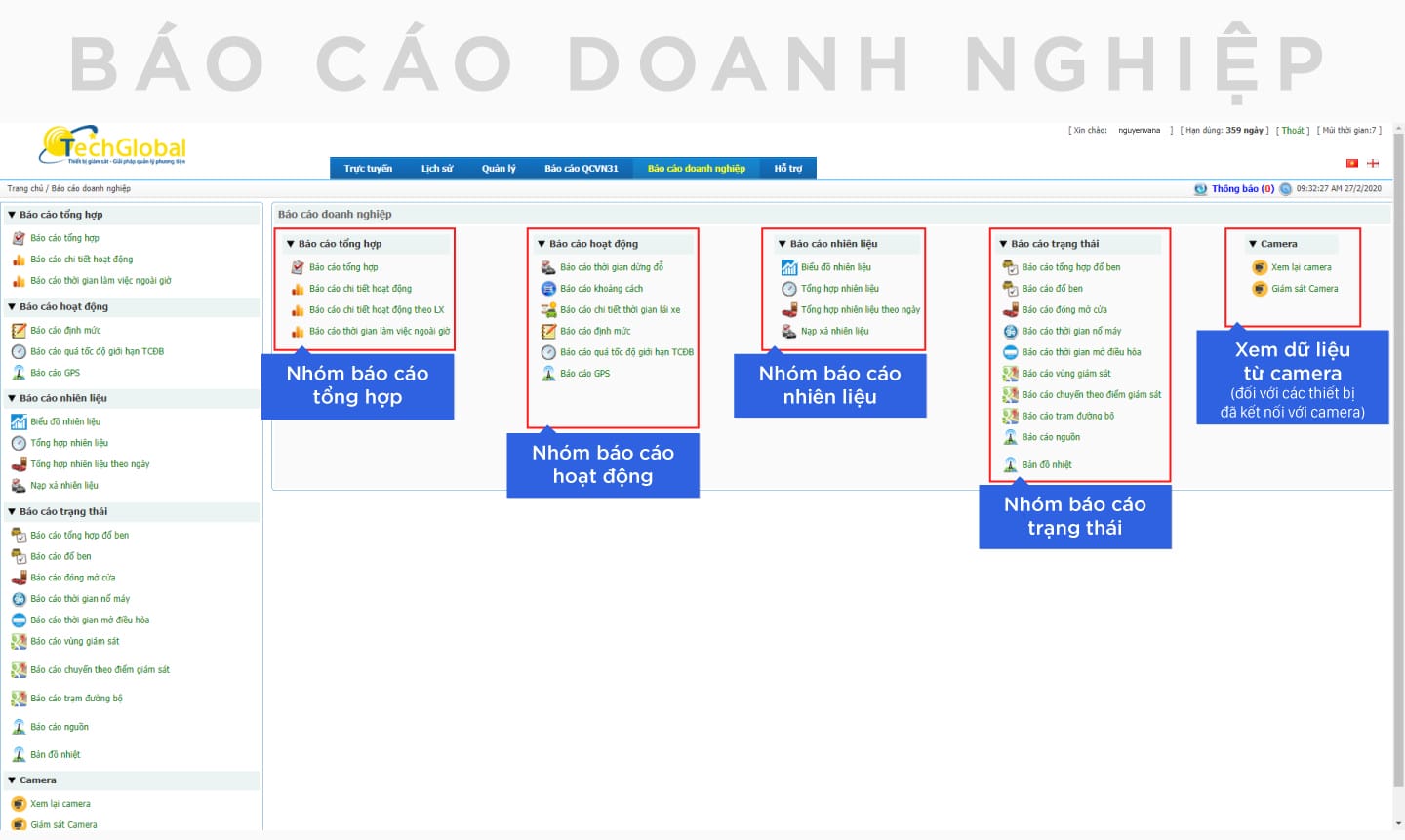 Hệ thống báo cáo chi tiết của một phần mềm giám sát hành trình