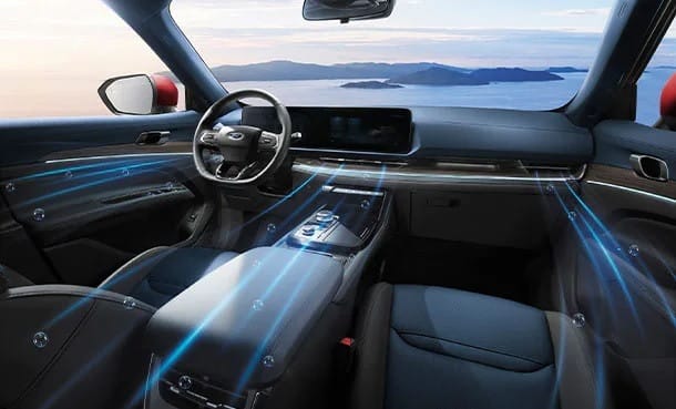 Hệ thống điều hòa tự động 2 vùng của xe Ford 5 chỗ Territory, mang lại không khí trong lành.