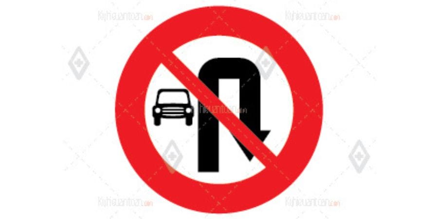 Hình ảnh biển P.124b minh họa chỉ cấm ô tô quay đầu xe