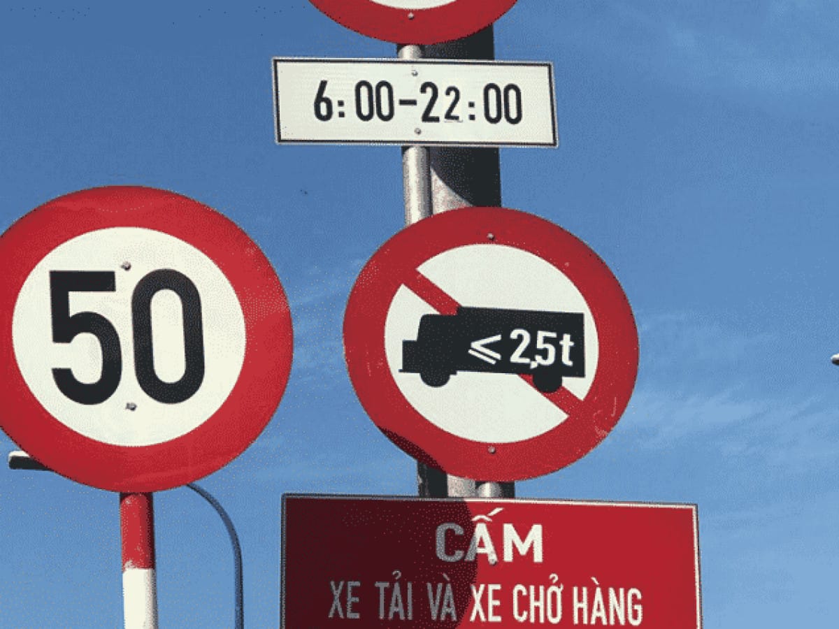 Hình ảnh các biển báo giao thông cấm phổ biến, viền đỏ nền trắng