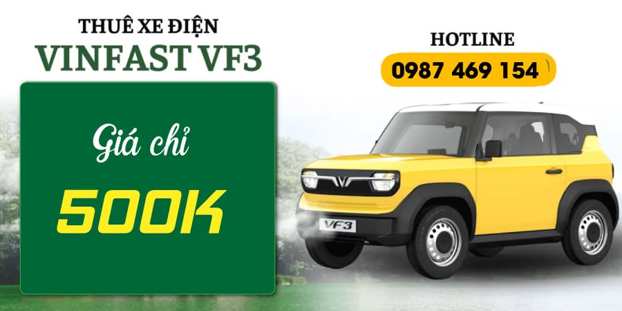 Hình ảnh chiếc xe điện VinFast VF3 màu vàng đỗ trên đường