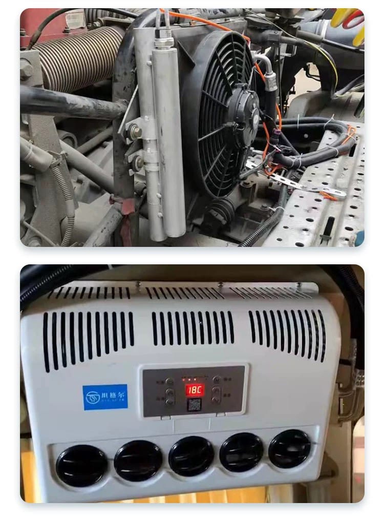 Hình ảnh dàn nóng của máy lạnh xe tải chạy điện