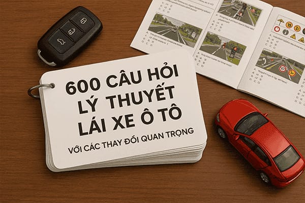 Hình ảnh minh họa bộ 600 câu hỏi lý thuyết lái xe ô tô được cập nhật theo quy định mới nhất của luật giao thông.