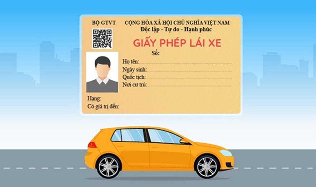 Hình ảnh mô phỏng giấy phép lái xe ô tô điện, minh họa các hạng mục cần thiết