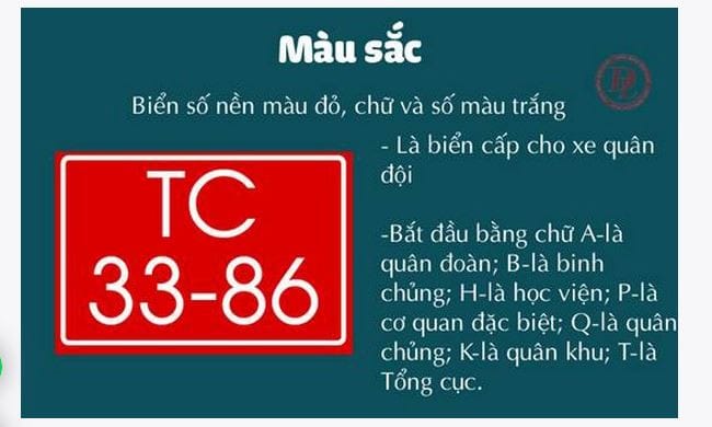 Hình ảnh một chiếc xe quân sự với biển số màu đỏ đặc trưng
