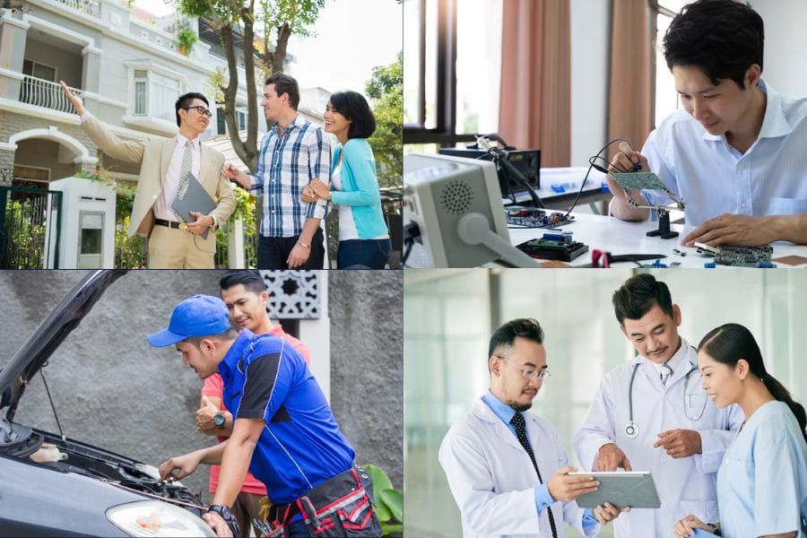 Hình ảnh nhóm người đang làm việc, minh họa các ngành nghề phù hợp với cả nam và nữ sinh năm 1997 là mệnh gì để đạt thành công.