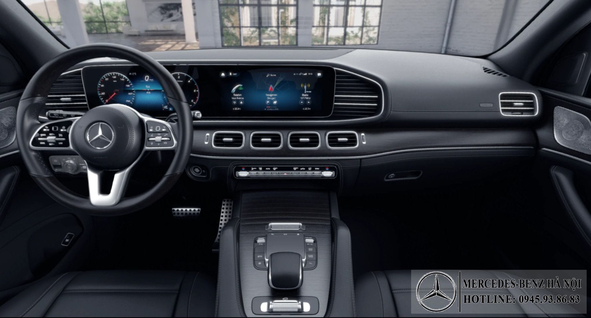 Hình ảnh nội thất da màu Đen của xe Mercedes GLS 450