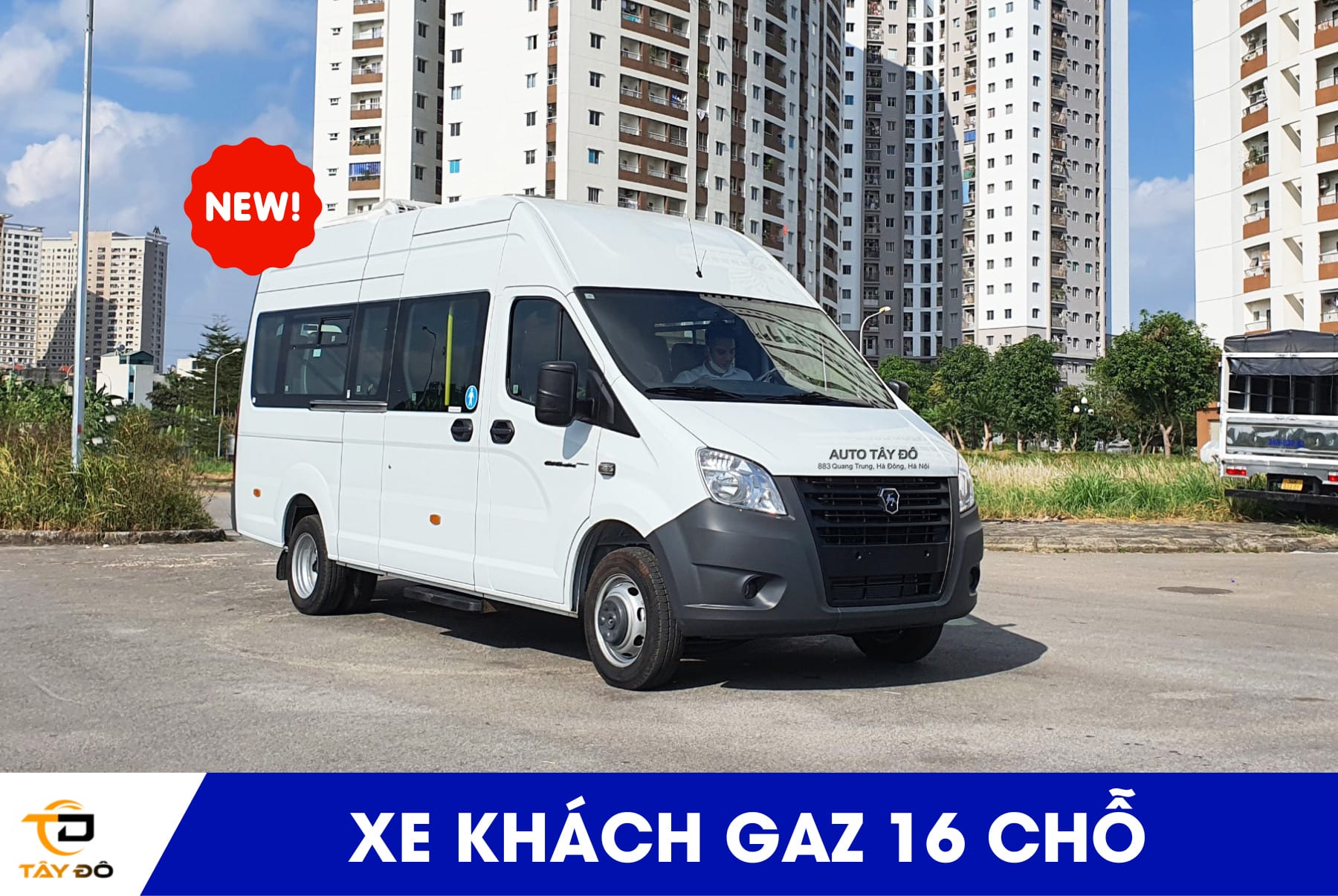 Hình ảnh tổng thể xe Gaz 16 chỗ với thiết kế hiện đại và rộng rãi