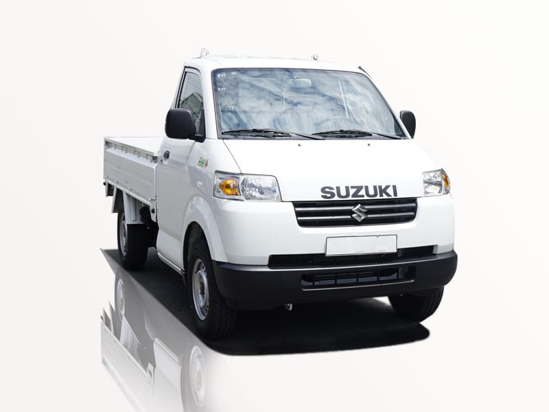 Hình ảnh xe tải Suzuki Carry Pro 705kg thùng lửng, phù hợp vận chuyển vật liệu xây dựng hoặc hàng hóa cồng kềnh.