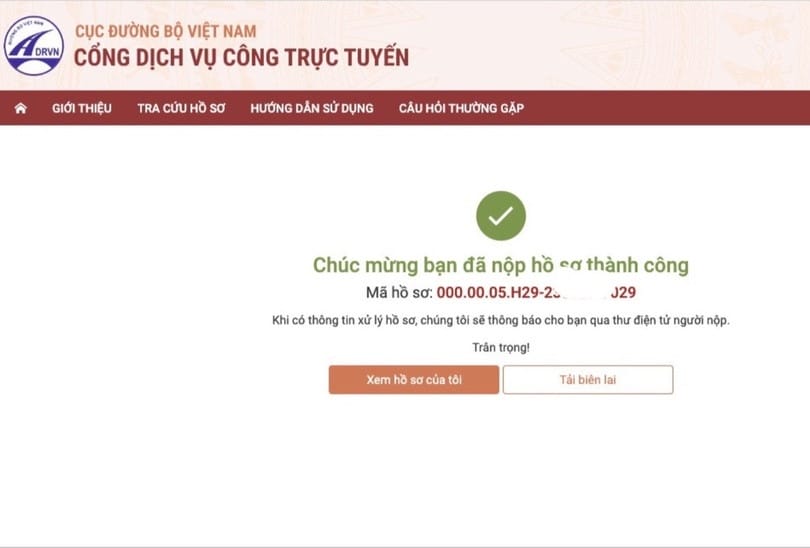 Hoàn tất thanh toán đổi GPLX trực tuyến