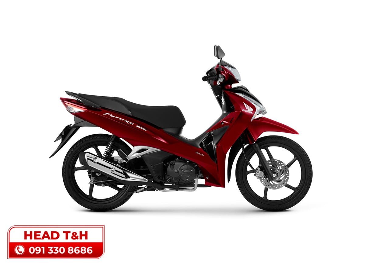 Honda Future 125 FI cao cấp phanh đĩa vành đúc màu đỏ đen, nổi bật với sự kết hợp màu sắc mạnh mẽ.