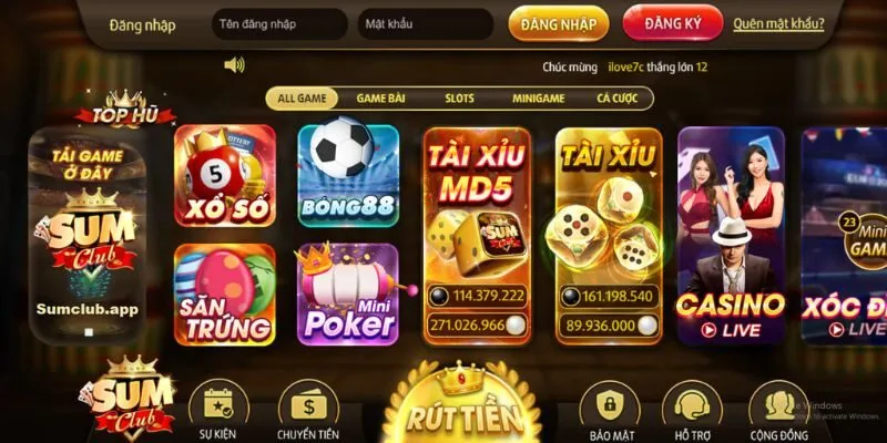 Hệ sinh thái trò chơi phong phú tại cổng game SumClub
