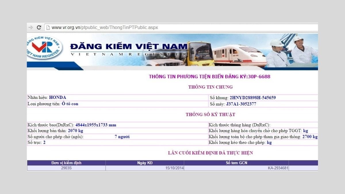 Kết quả chi tiết sau khi tra cứu biển số xe Hà Nội