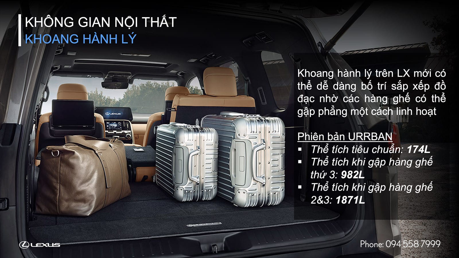 Khoang hành lý linh hoạt trên xe Lexus LX 600 Urban 7 chỗ