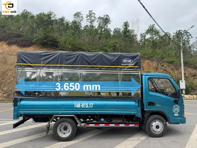 kích thước lọt lòng xe tải veam s80 thùng bạt