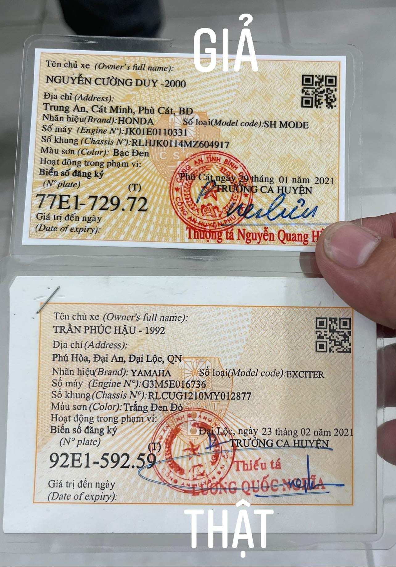Kiểm tra chi tiết cavet xe mẫu mới 2021 để phân biệt thật giả
