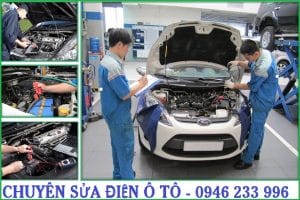 Kỹ thuật viên kiểm tra hệ thống điện tại gara sửa xe tải gần nhất