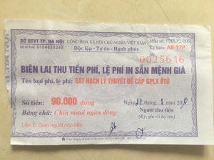 Lệ phí thi lý thuyết lái xe B2, một phần của học bằng B2 bao nhiêu tiền