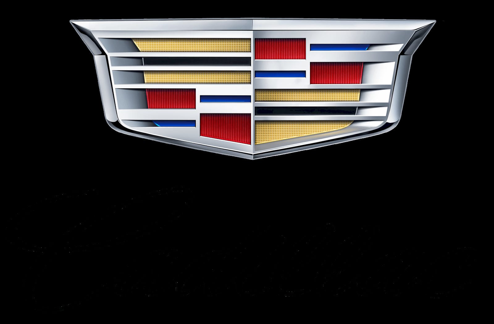 Logo hãng xe ô tô Cadillac với huy hiệu vương miện và vòng hoa tulip