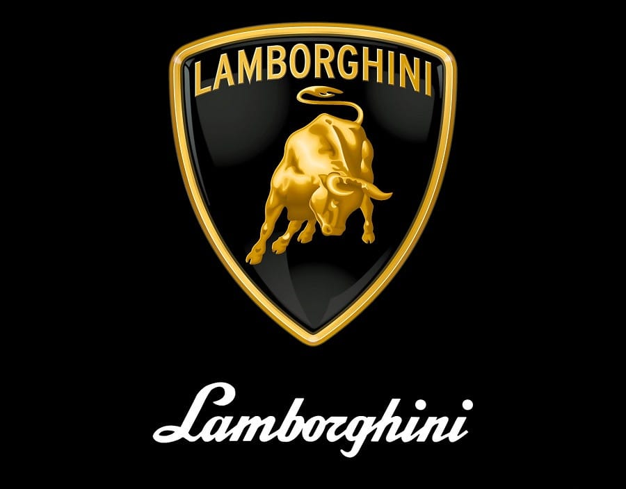 Logo Lamborghini hình bò tót vàng, đại diện cho siêu xe thể thao