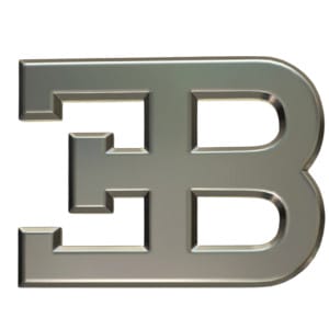 Logo xe Bugatti, hình bầu dục với chữ EB và chấm đỏ - xe logo con hổ