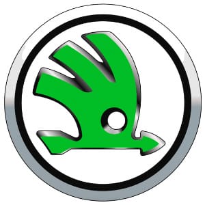 Logo xe Skoda, mũi tên xanh lá trong vòng tròn - xe logo con hổ