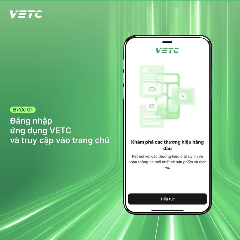 Màn hình đăng nhập ứng dụng VETC để kiểm tra tài khoản