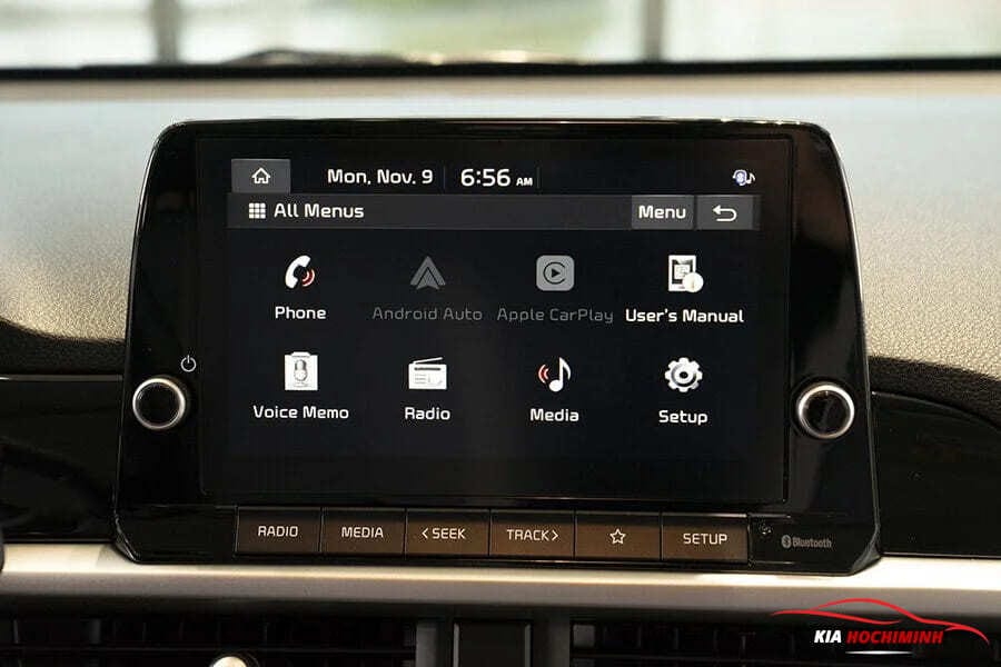 Màn hình giải trí cảm ứng lớn trên xe Kia Morning 2024 hỗ trợ Apple CarPlay/Android Auto