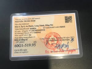 Mặt trước giấy đăng ký xe máy mẫu mới từ năm 2021