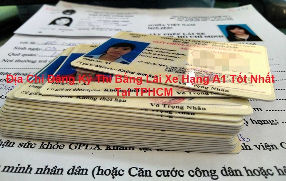 Mẫu bằng lái xe máy hạng A1 sau khi hoàn tất thủ tục và hồ sơ thi.