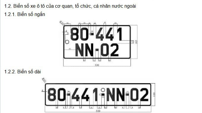 Mẫu biển số xe ô tô kích thước dài chuẩn mới của Bộ Công an
