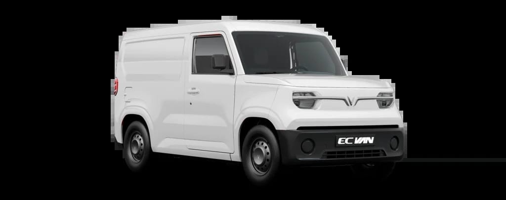 Mẫu xe tải điện VinFast EC Van màu trắng thể hiện sự thân thiện môi trường