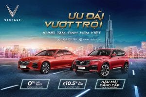 Một chiếc xe VinFast Fadil màu trắng nổi bật, minh họa cho chương trình mua xe VinFast trả góp 0 đồng.