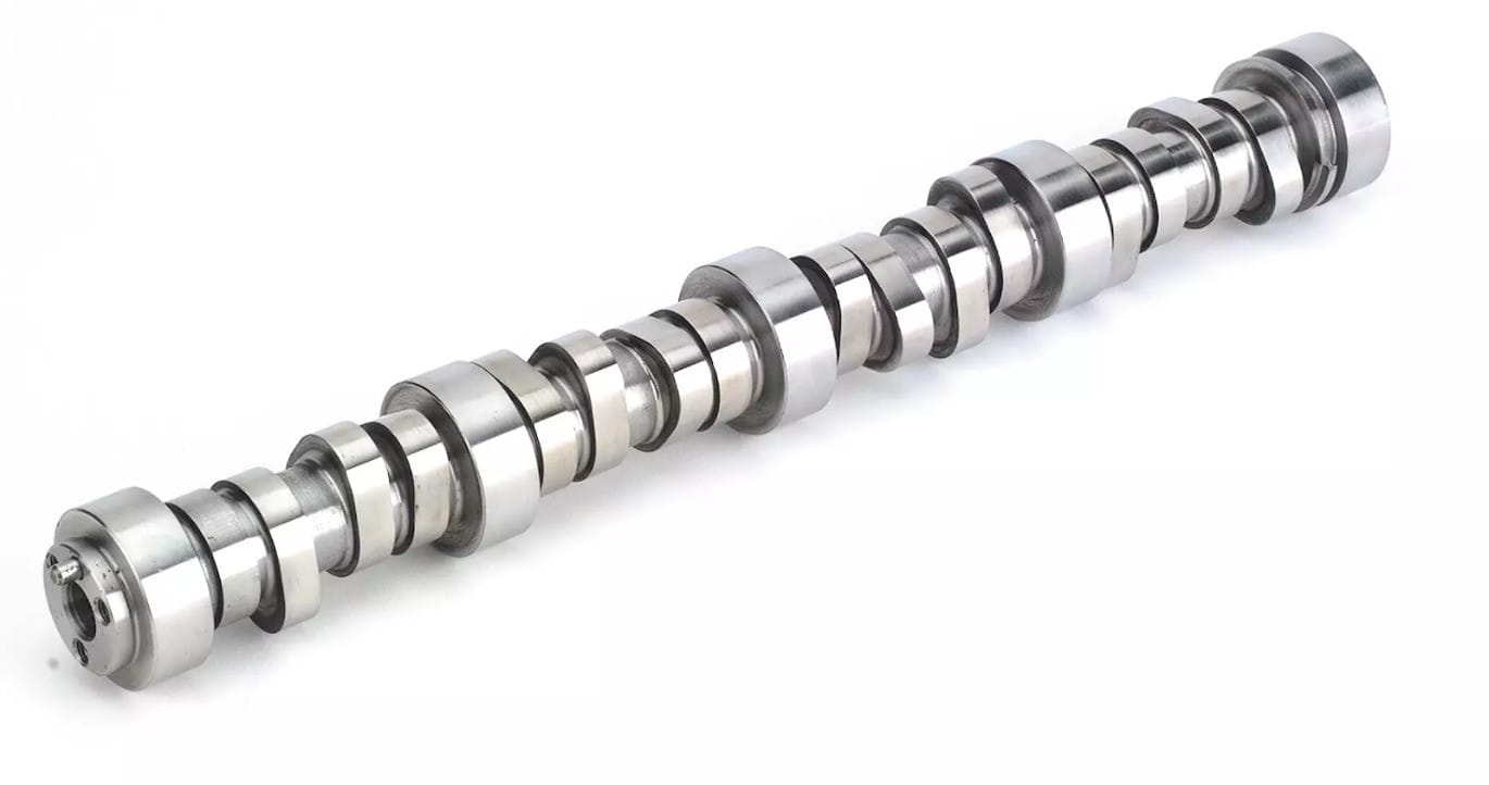 Một trục cam điển hình với các vấu cam và gối đỡ, thể hiện cấu tạo trục cam cơ bản.