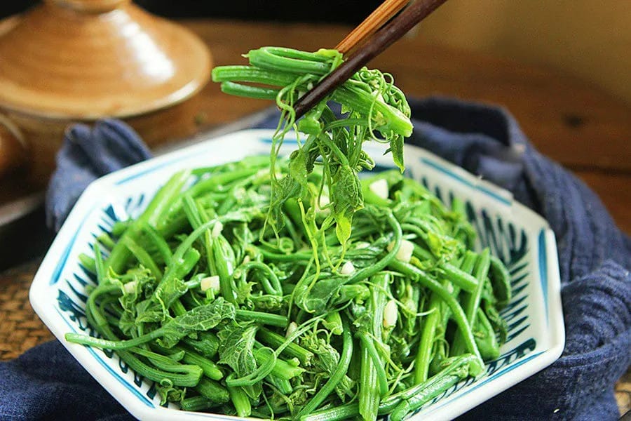 Ngọn su su xào tỏi – Đặc sản Tam Đảo Vĩnh Phúc