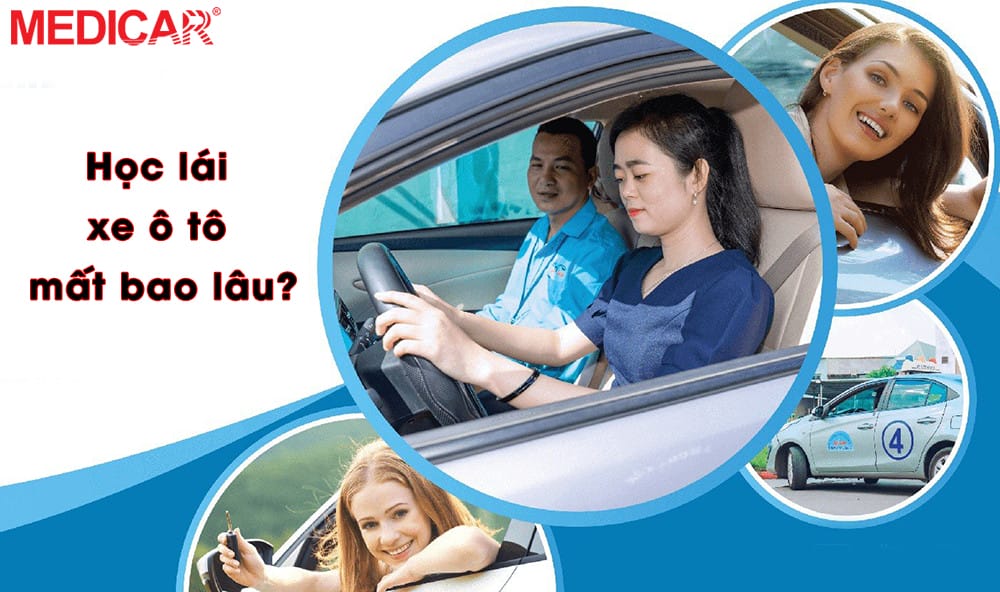 Người học thực hành lái xe ô tô trên sân tập lái, minh họa thời gian học bằng lái xe ô tô