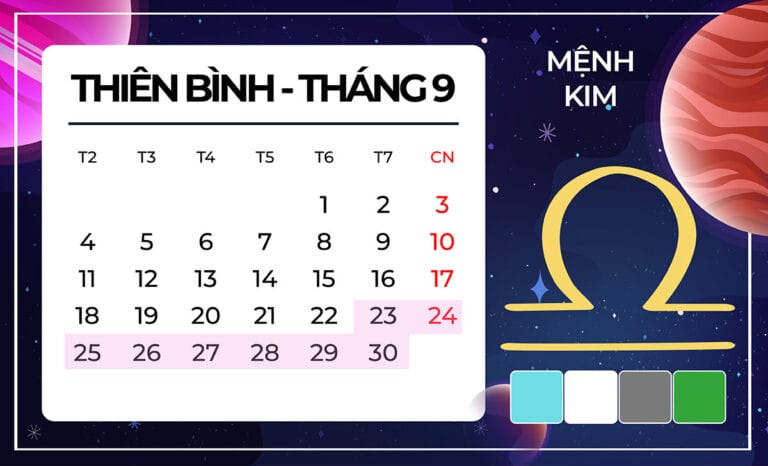 Người sinh tháng 9 thuộc cung Thiên Bình mệnh Kim