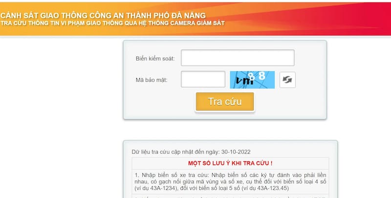 Nhập đúng biển số xe khi kiểm tra phạt nguội