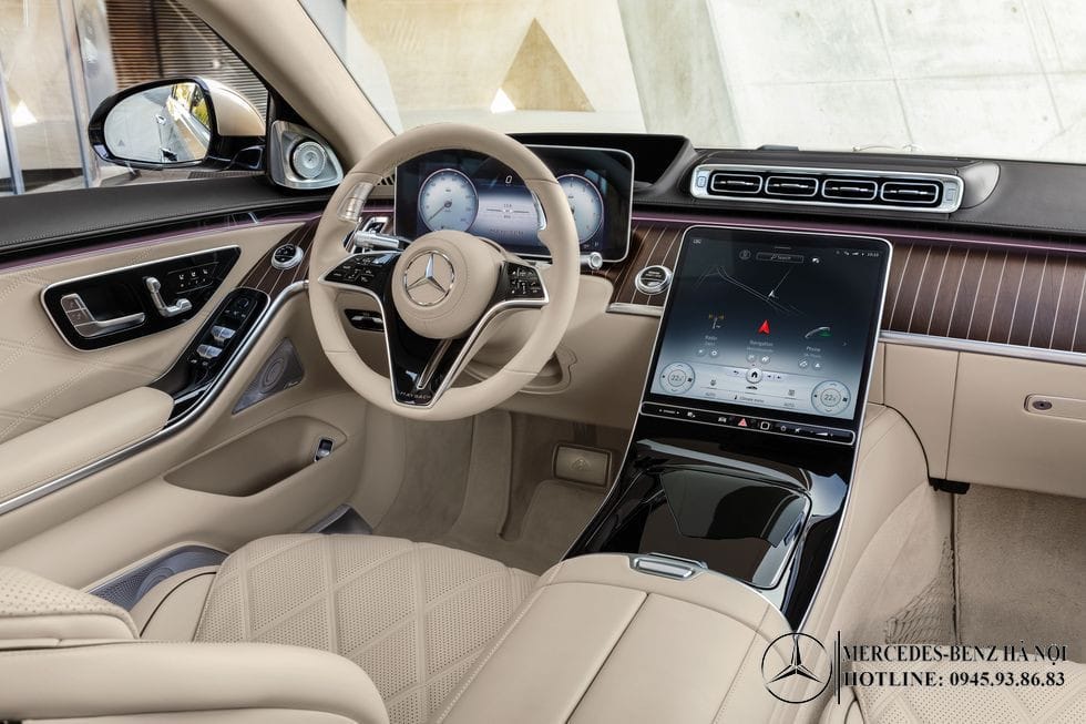Nội thất Mercedes-Maybach S680 với tông màu kem nâu sang trọng