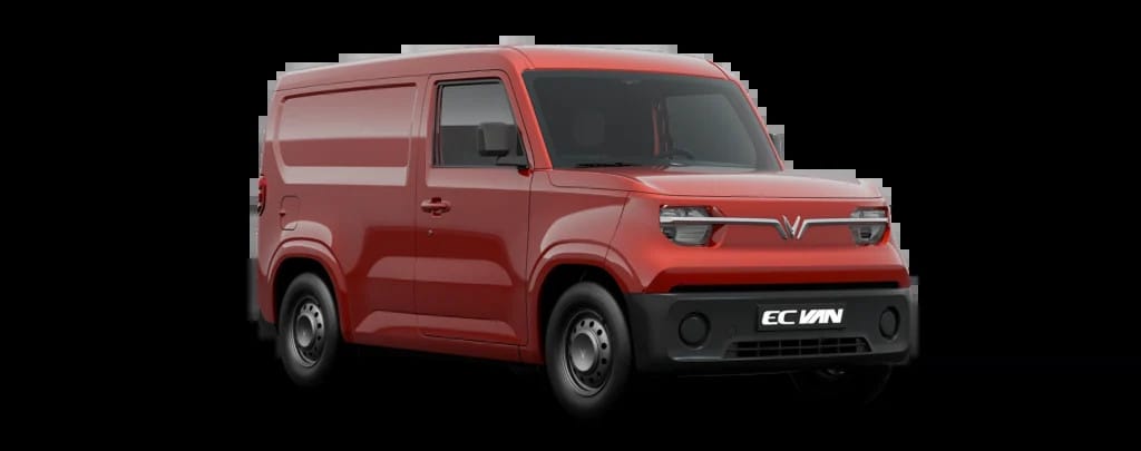 Nội thất tiện nghi của xe tải điện VinFast EC Van màu đỏ
