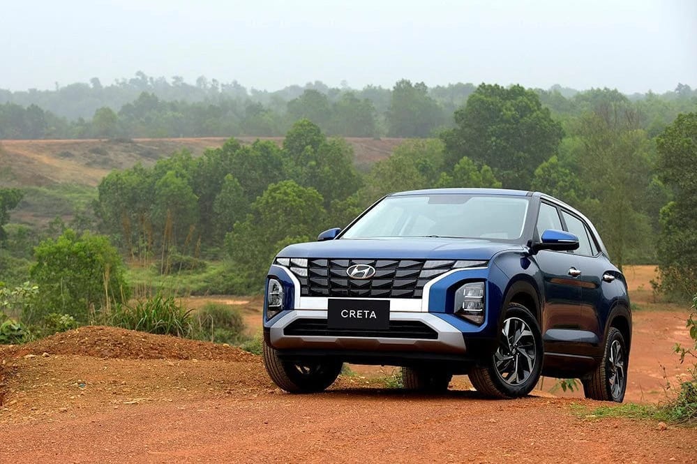 Phần đầu xe Hyundai Creta 2023 với lưới tản nhiệt Parametric Hidden Lights độc đáo