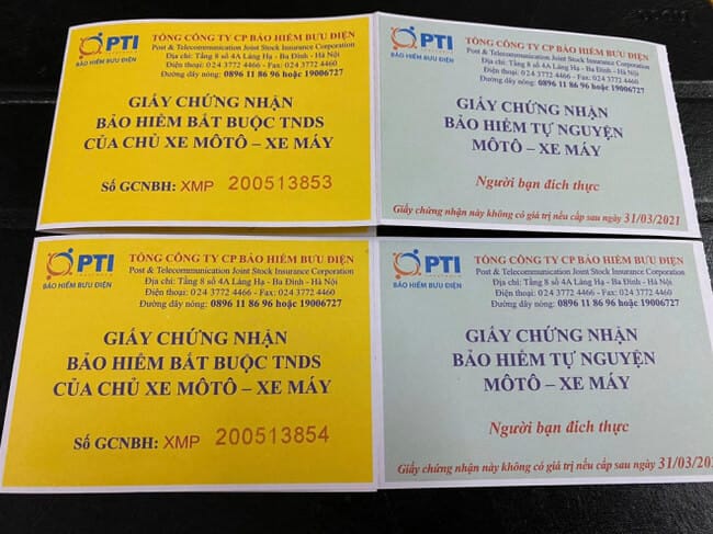 Phân loại bảo hiểm xe máy: Bảo hiểm bắt buộc TNDS thường màu vàng, Bảo hiểm tự nguyện đa dạng màu sắc