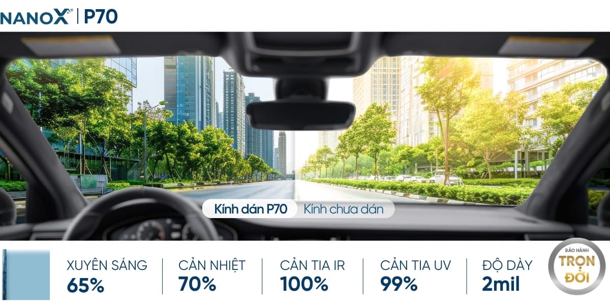 Phim cách nhiệt kính lái NanoX P70 với độ xuyên sáng lý tưởng