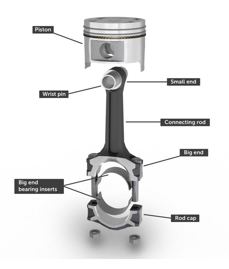 Piston và xéc măng mới chuẩn bị thay thế trong quá trình làm lại hơi xe máy