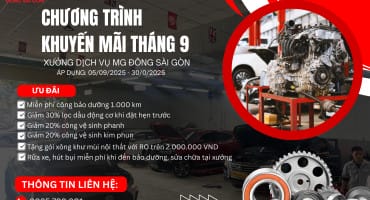 Poster quảng cáo dịch vụ chăm sóc xe và ưu đãi bảo dưỡng tại MG Đông Sài Gòn